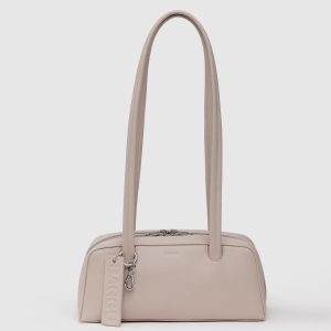 Small Recycled Leather Bowler Bag Stone - Baggu