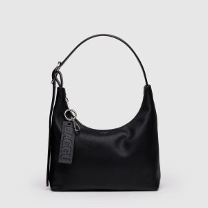 Mini Recycled Leather Shoulder Bag Black - Baggu