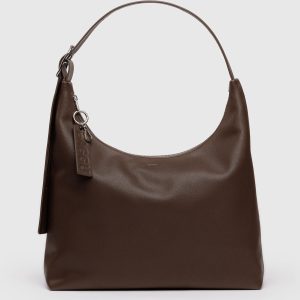 Recycled Leather Shoulder Bag Brown - Baggu