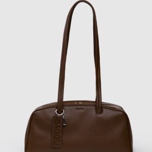 Recycled Leather Bowler Bag Brown - Baggu