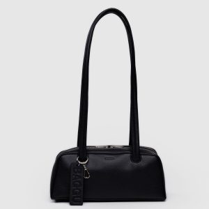 Small Recycled Leather Bowler Bag Black - Baggu