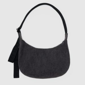 Medium Denim Crescent Bag Washed Black Denim - Baggu