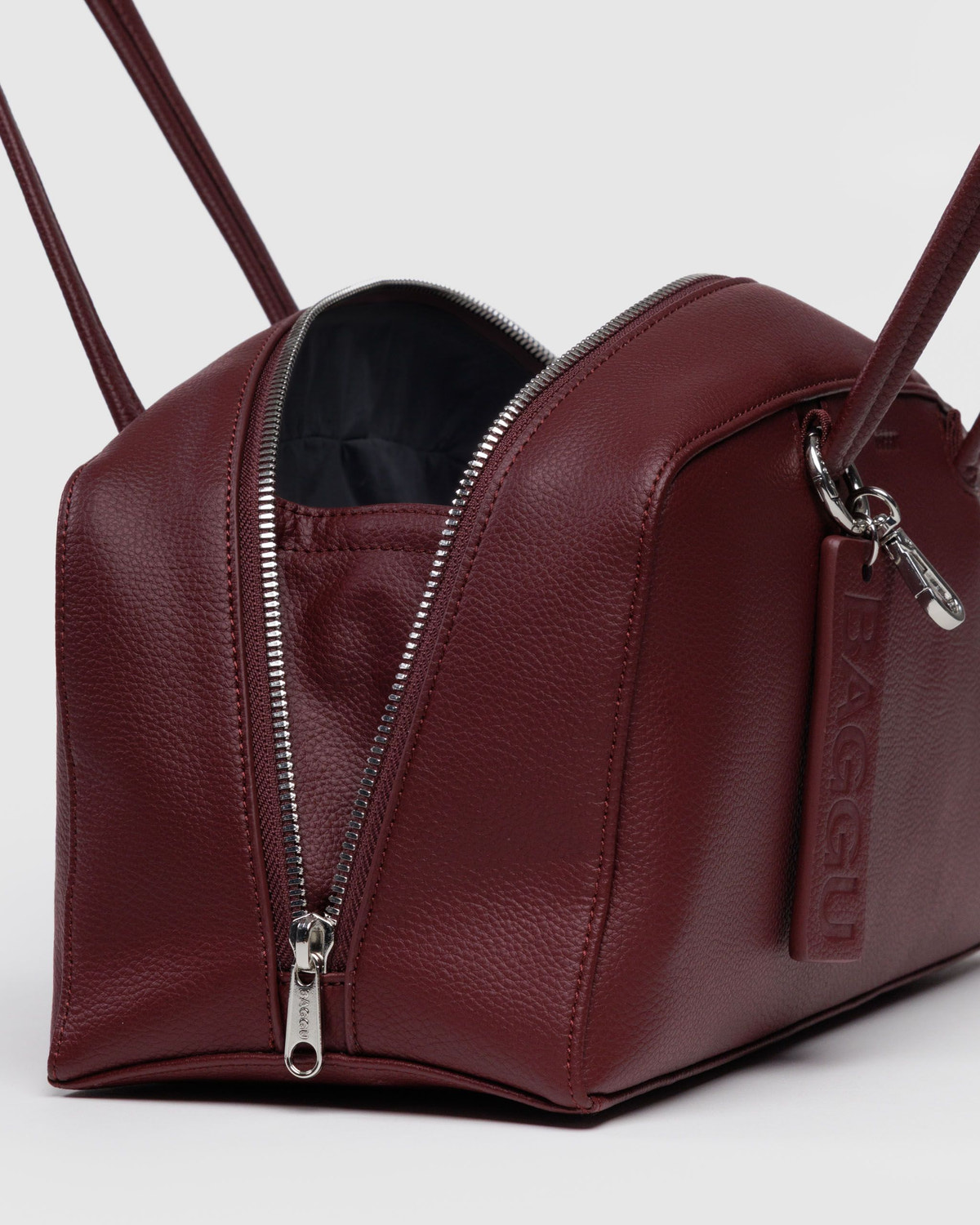 Recycled Leather Bowler Bag Mahogany - Baggu - Image 4