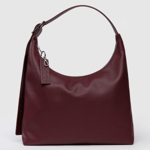 Recycled Leather Shoulder Bag Mahogany - Baggu