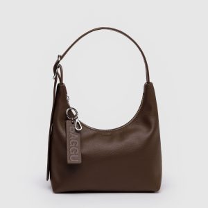 Mini Recycled Leather Shoulder Bag Brown - Baggu