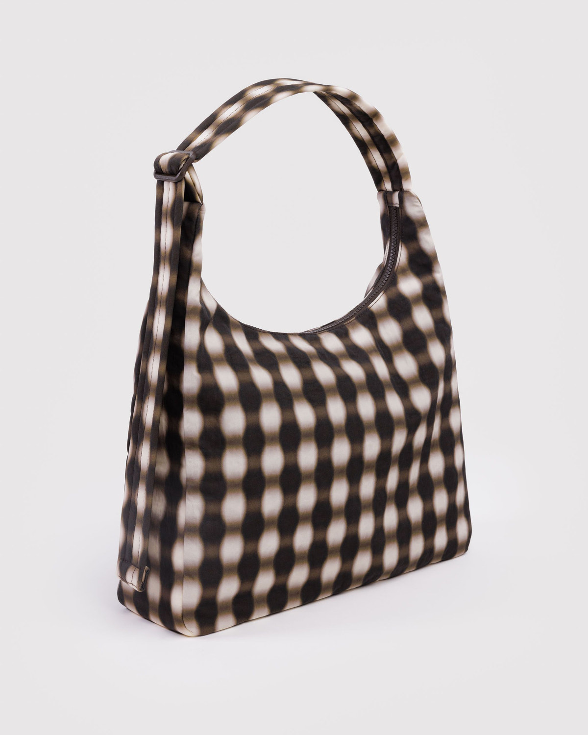 Nylon Shoulder Bag Blurred Gingham Brown - Baggu - Image 3
