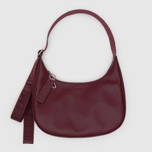 Medium Recycled Leather Crescent Bag Mahogany - Baggu