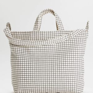 Horizontal Zip Duck Bag Natural Grid - Baggu