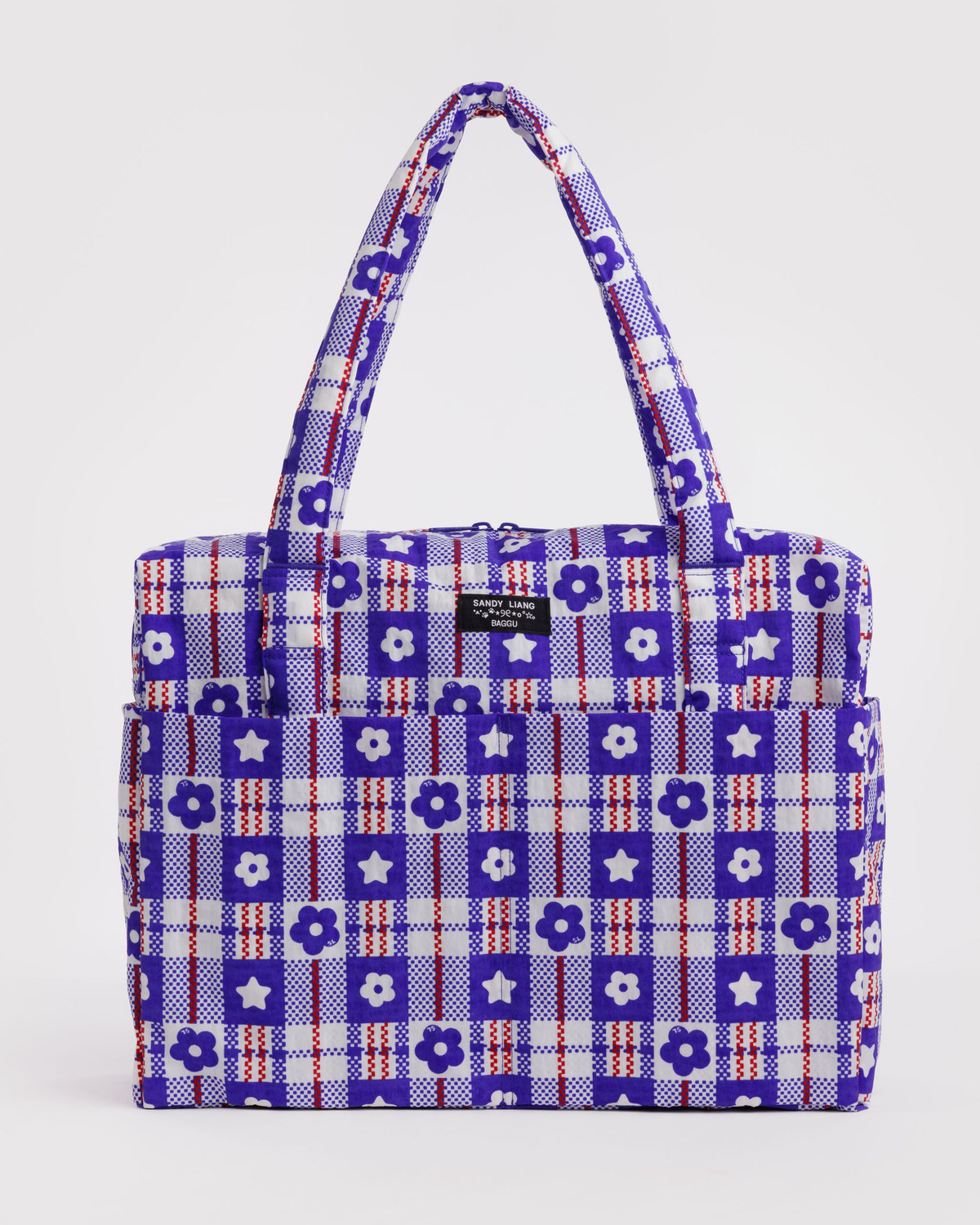 Cloud Carry-On Market Plaid Blue - Baggu