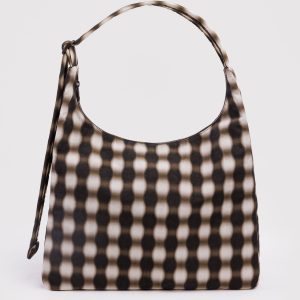 Nylon Shoulder Bag Blurred Gingham Brown - Baggu