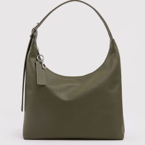 Recycled Leather Shoulder Bag Loden - Baggu