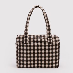 Small Cloud Carry-On Blurred Gingham Brown - Baggu