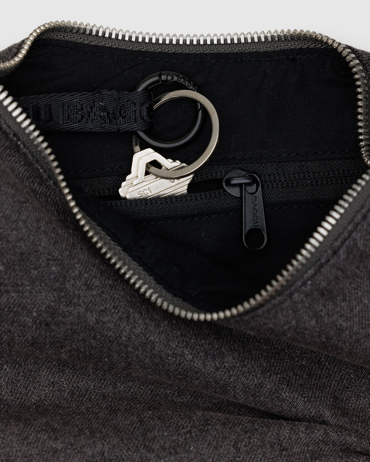 Small Denim Crescent Bag Washed Black Denim - Baggu - Image 3