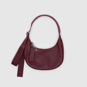 Small Recycled Leather Crescent Bag Mahogany - Baggu