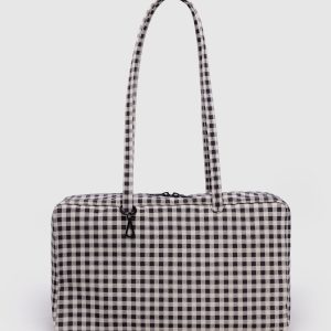 Medium Nylon Bowler Bag Black & White Gingham - Baggu
