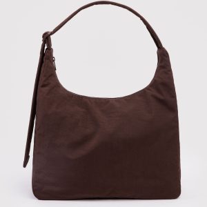 Nylon Shoulder Bag Coffee - Baggu
