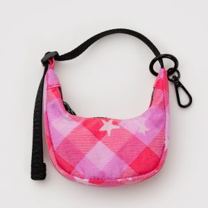 Crescent Bag Charm Pink Star Plaid - Baggu
