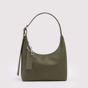 Mini Recycled Leather Shoulder Bag Loden - Baggu