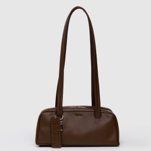 Small Recycled Leather Bowler Bag Brown - Baggu