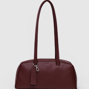 Recycled Leather Bowler Bag Mahogany - Baggu