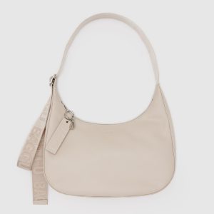 Medium Recycled Leather Crescent Bag Stone - Baggu