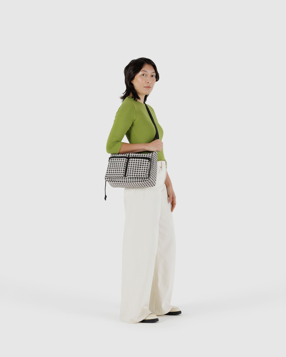 Medium Cargo Crossbody Black & White Gingham - Baggu - Image 2