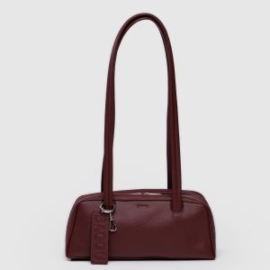 Small Recycled Leather Bowler Bag Mahogany - Baggu