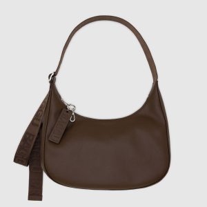 Medium Recycled Leather Crescent Bag Brown - Baggu