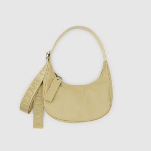 Small Recycled Leather Crescent Bag Straw - Baggu